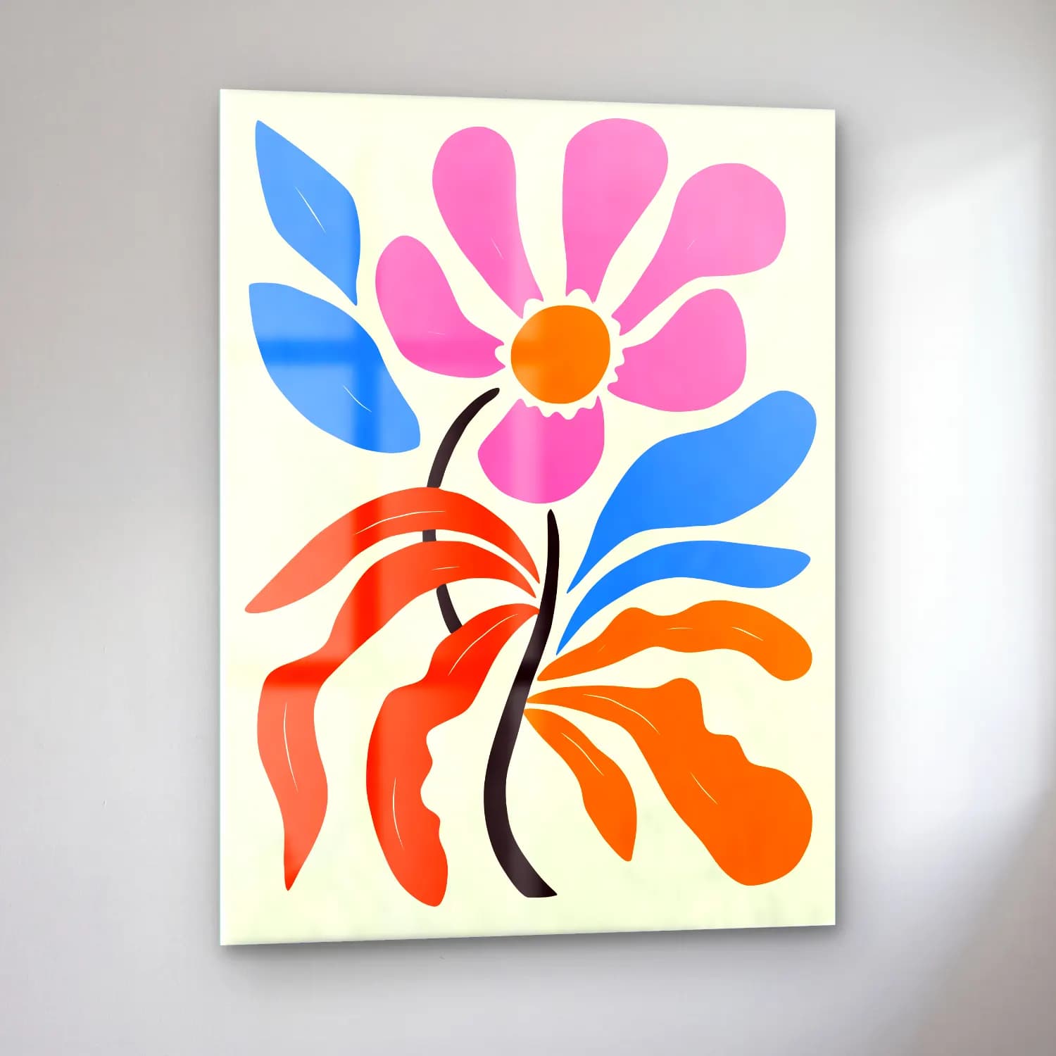 Boho Çiçek Deseni No. 90 cam tablo — sol açıdan görünüm