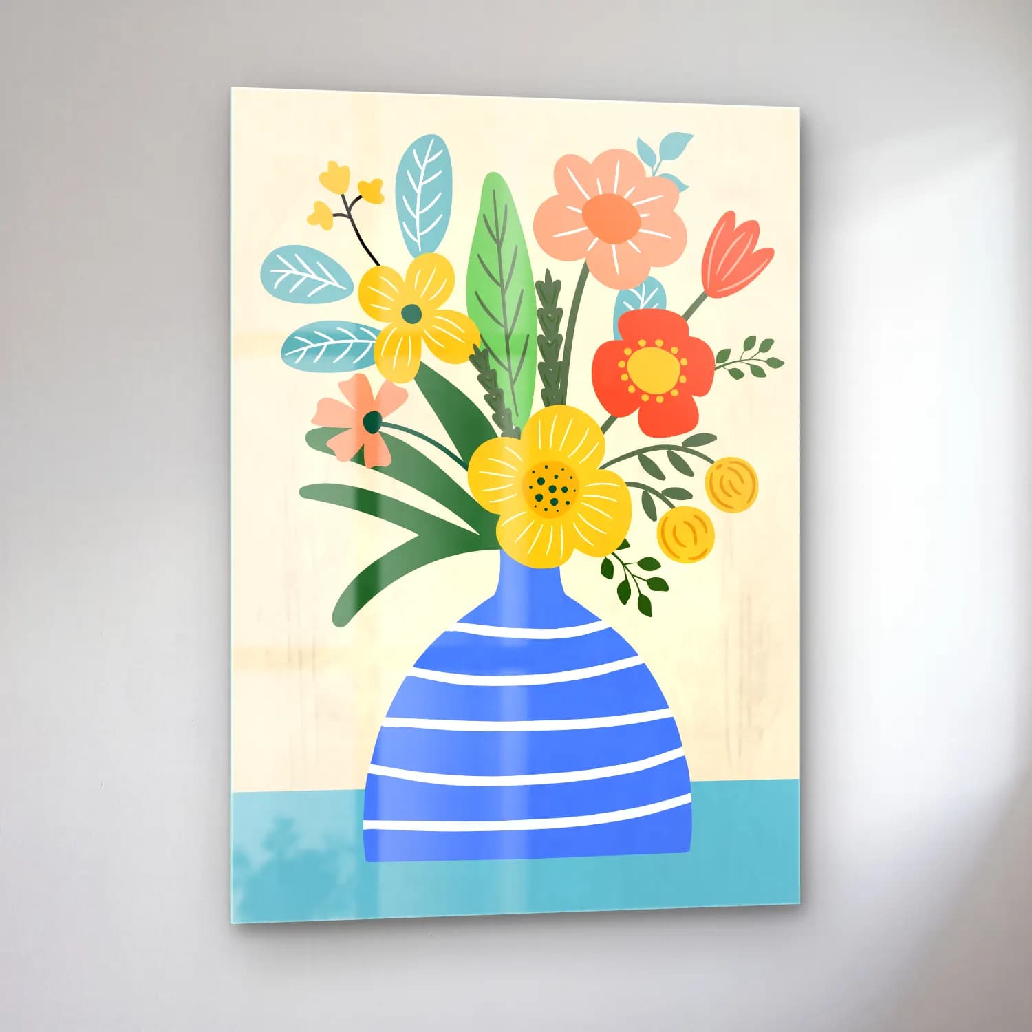 Boho Vazoda Çiçek Buketi No. 4 cam tablo — sol açıdan görünüm