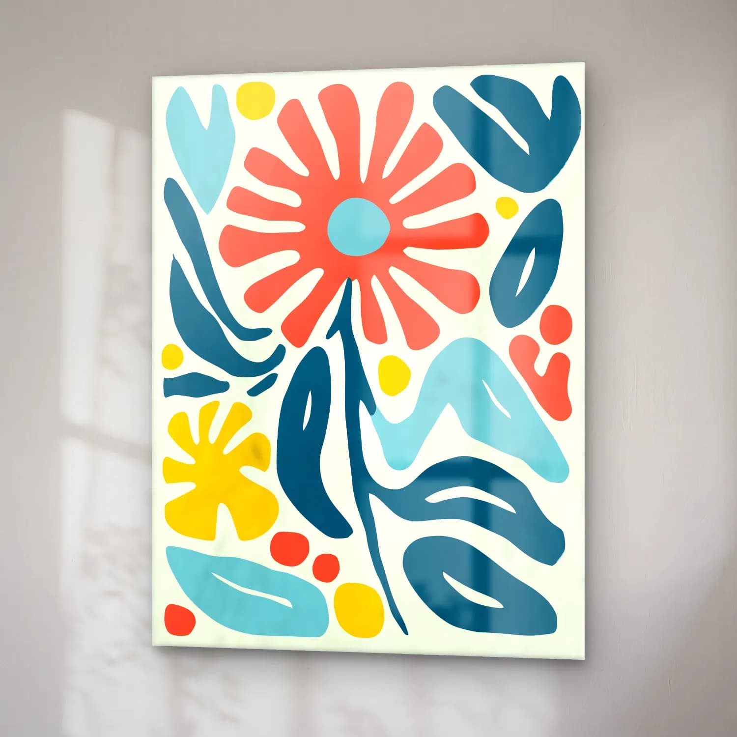 Boho Çiçek Deseni No. 94 cam tablo — sağ açıdan görünüm