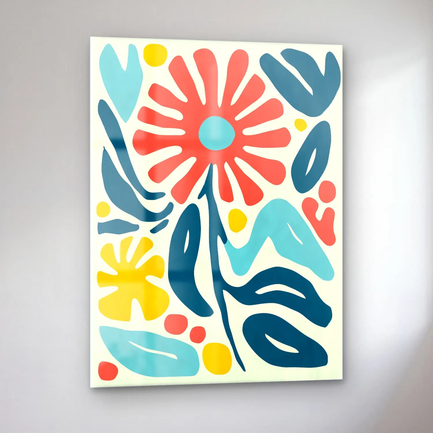 Boho Çiçek Deseni No. 94 cam tablo — sol açıdan görünüm