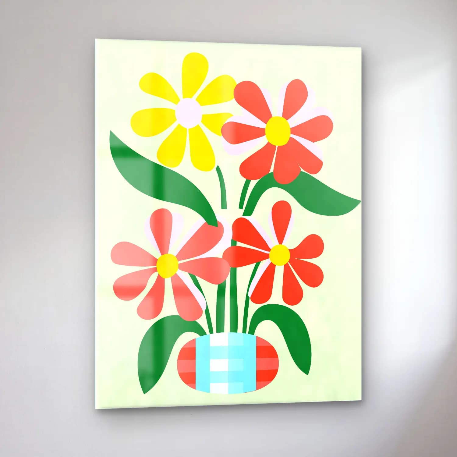 Pastel Vazoda Çiçek Buketi No. 7 cam tablo — sol açıdan görünüm