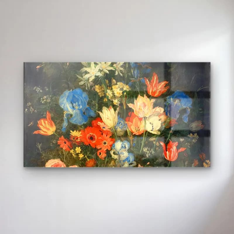 Jan Brueghel The Elder – Still Life with Flowers and Insects cam tablo — Jan Brueghel The Elder – Still Life with Flowers and Insects — empresyonist çiçek bahçesi