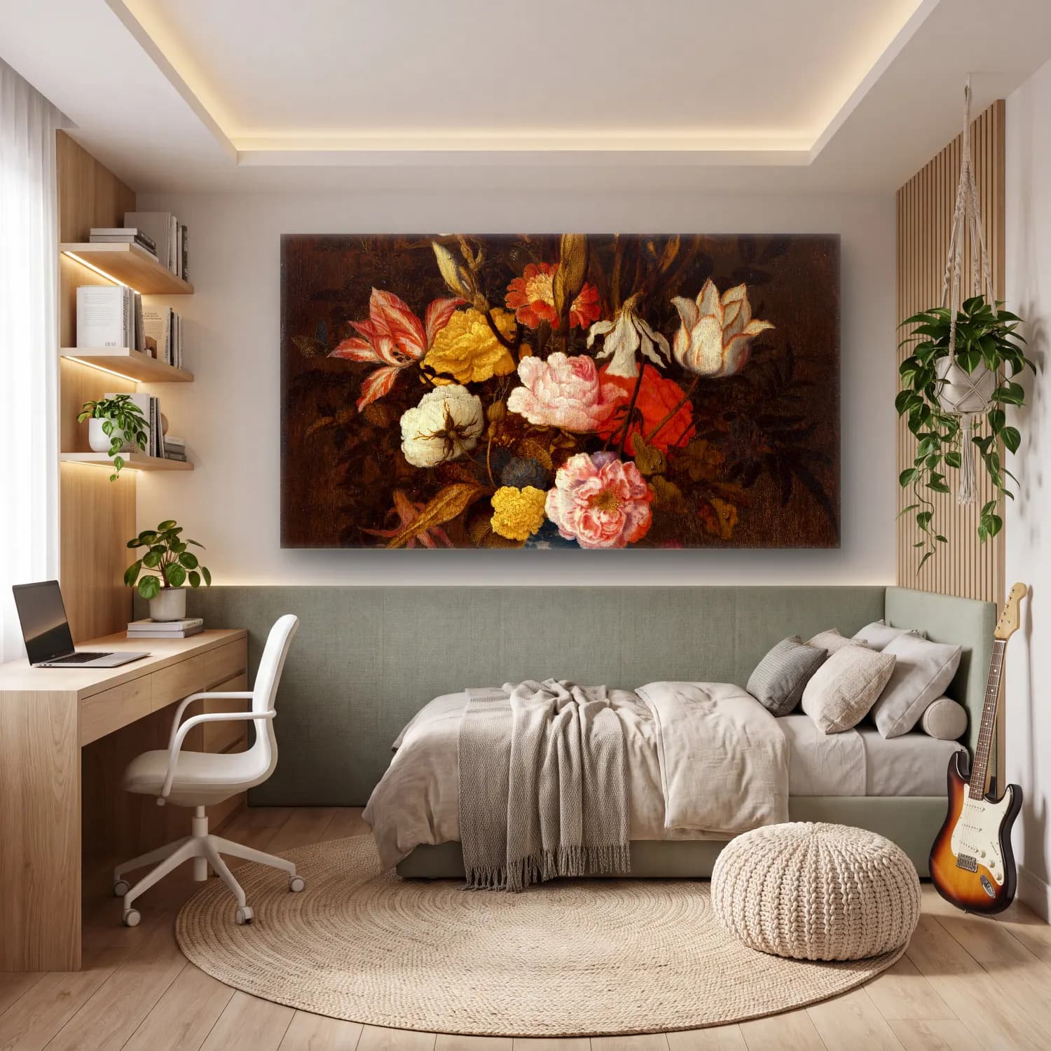 Balthasar van der Ast – Floral Still Life with Shells cam tablo — genç odasında