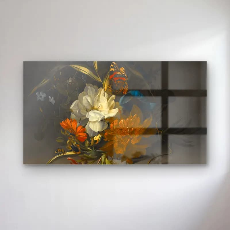 Rachel Ruysch – Still Life With Marigolds, Morning Glory, A Passion Flower cam tablo — Rachel Ruysch – Still Life With Marigolds, Morning Glory, A Passion Flower — botanik i̇llüstrasyon vazoda çiçek buketi