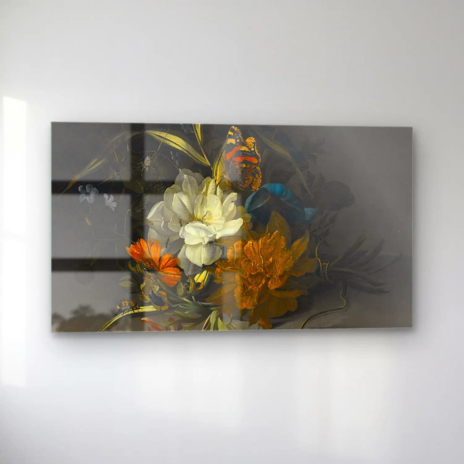 Rachel Ruysch – Still Life With Marigolds, Morning Glory, A Passion Flower cam tablo — sol açıdan görünüm