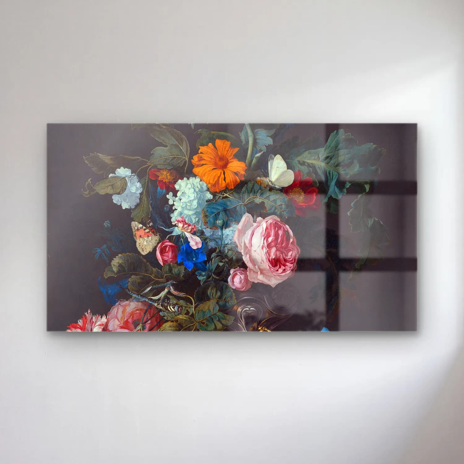 Willem van Aelst – Flower Still Life with a Timepiece cam tablo — Willem van Aelst – Flower Still Life with a Timepiece — botanik i̇llüstrasyon vazoda çiçek buketi
