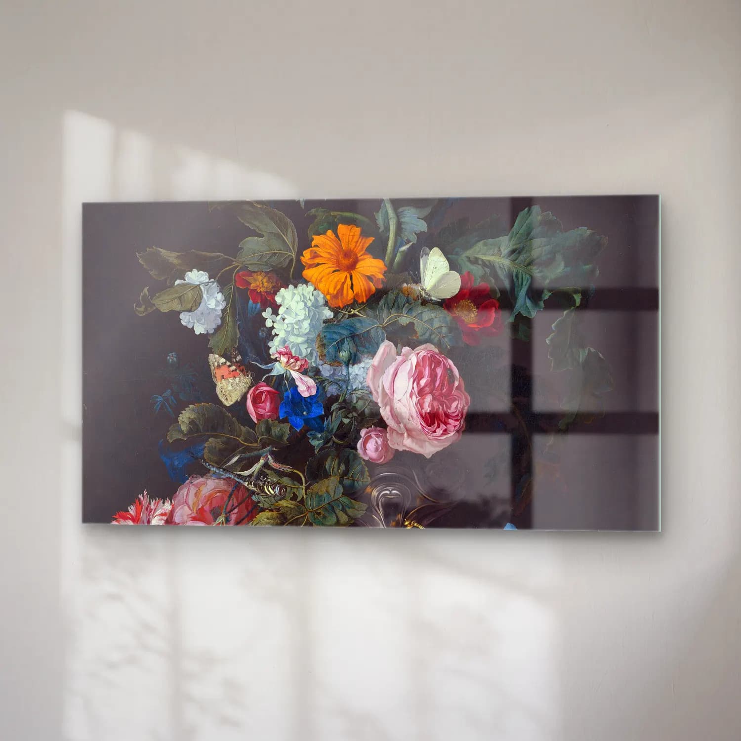 Willem van Aelst – Flower Still Life with a Timepiece cam tablo — sağ açıdan görünüm