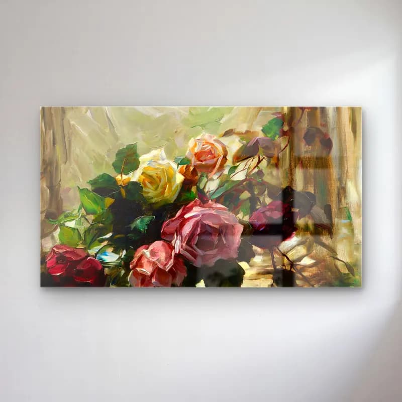 Alexander Koester – Rosen auf Schleier cam tablo — Alexander Koester – Rosen auf Schleier — yağlı boya güller