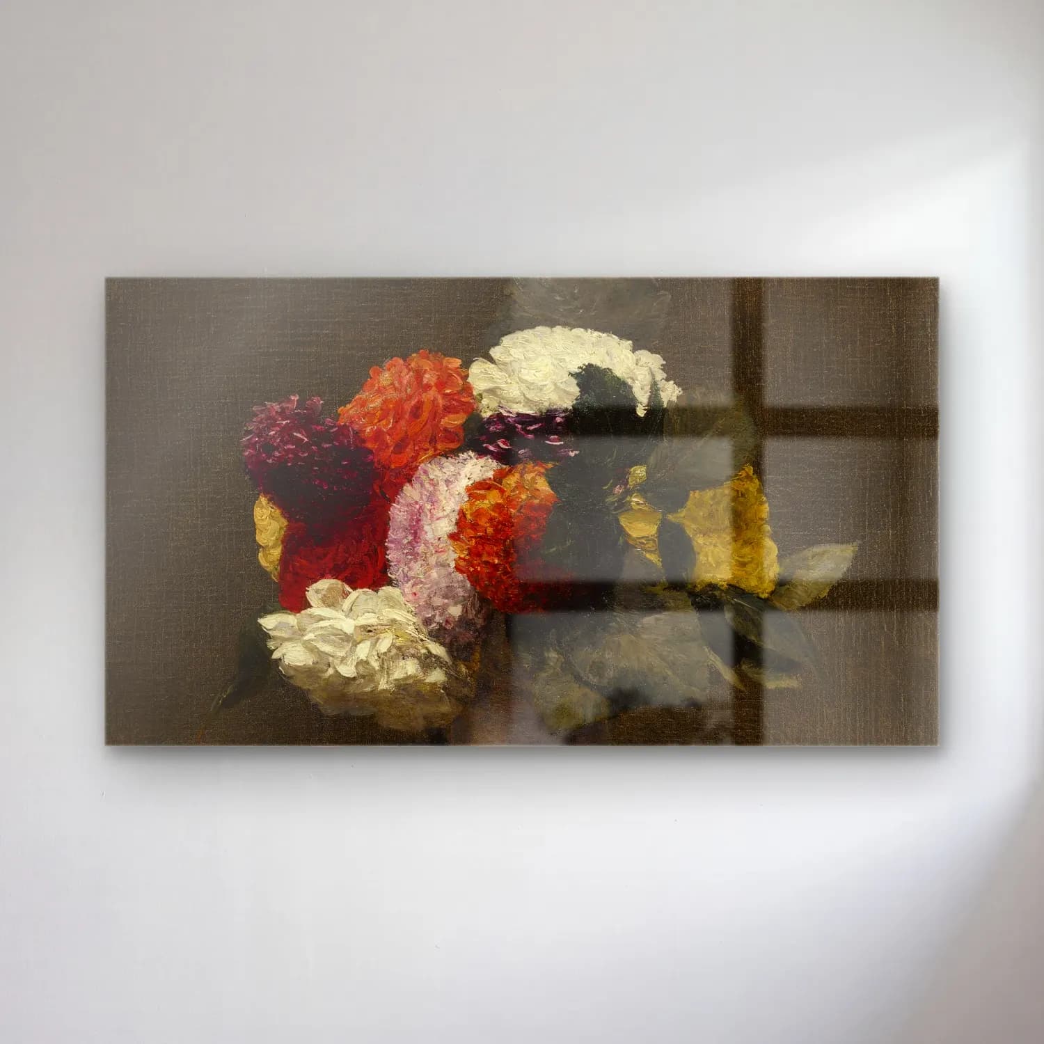 Henri Fantin-Latour – Dahlias cam tablo — Henri Fantin-Latour – Dahlias — empresyonist vazoda çiçek buketi