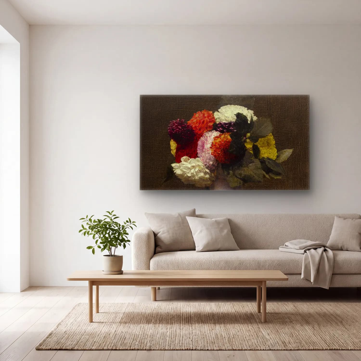 Henri Fantin-Latour – Dahlias cam tablo — açık renk salonda