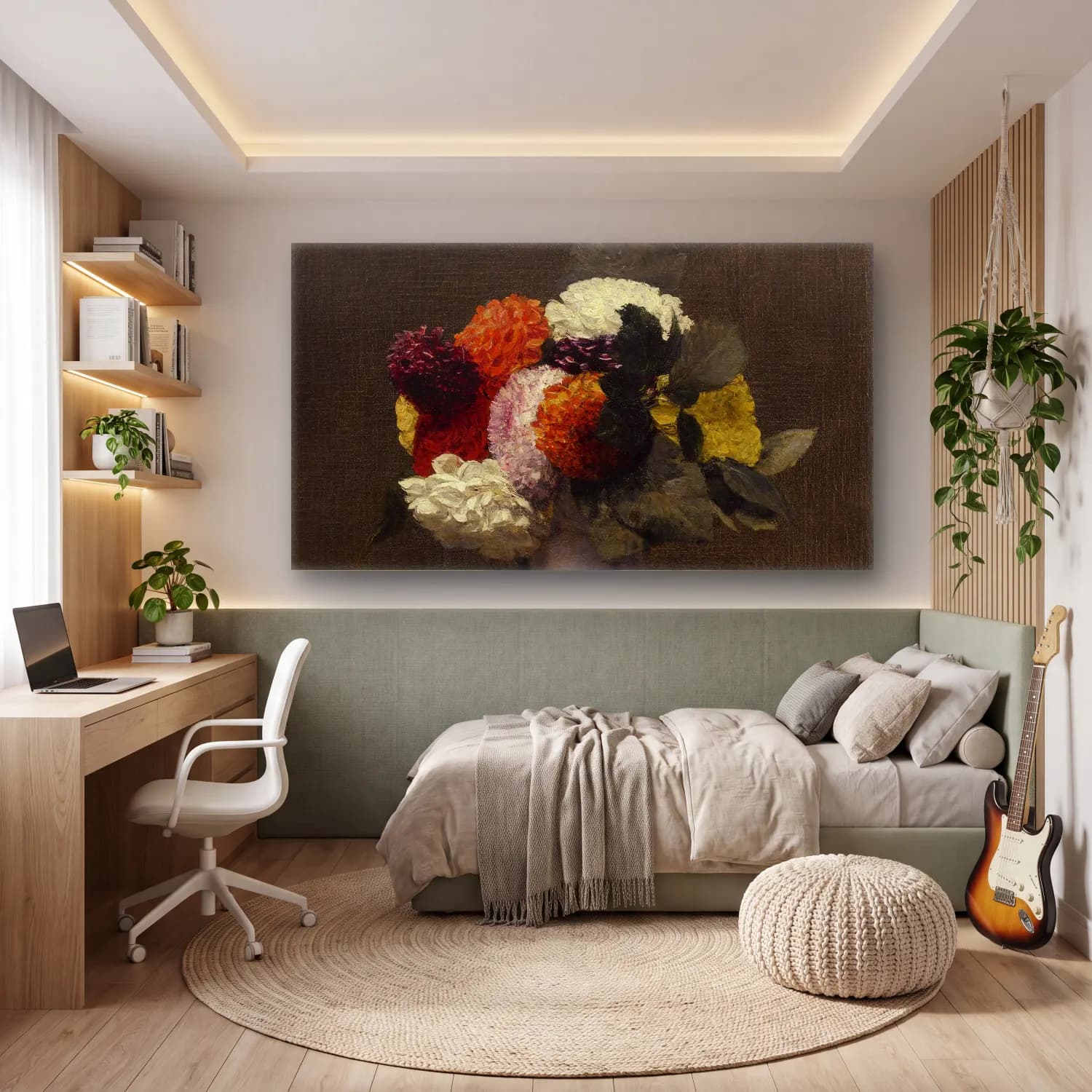 Henri Fantin-Latour – Dahlias cam tablo — genç odasında