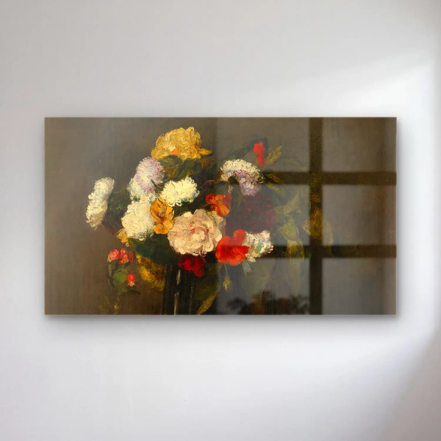 Henri Fantin-Latour – Fleurs cam tablo — Henri Fantin-Latour – Fleurs — empresyonist vazoda çiçek buketi