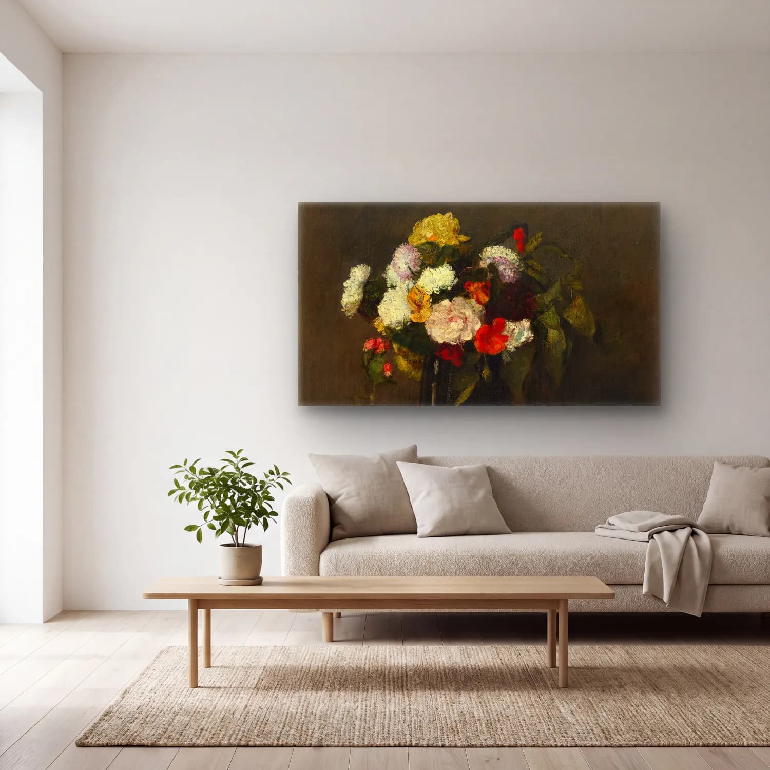 Henri Fantin-Latour – Fleurs cam tablo — açık renk salonda