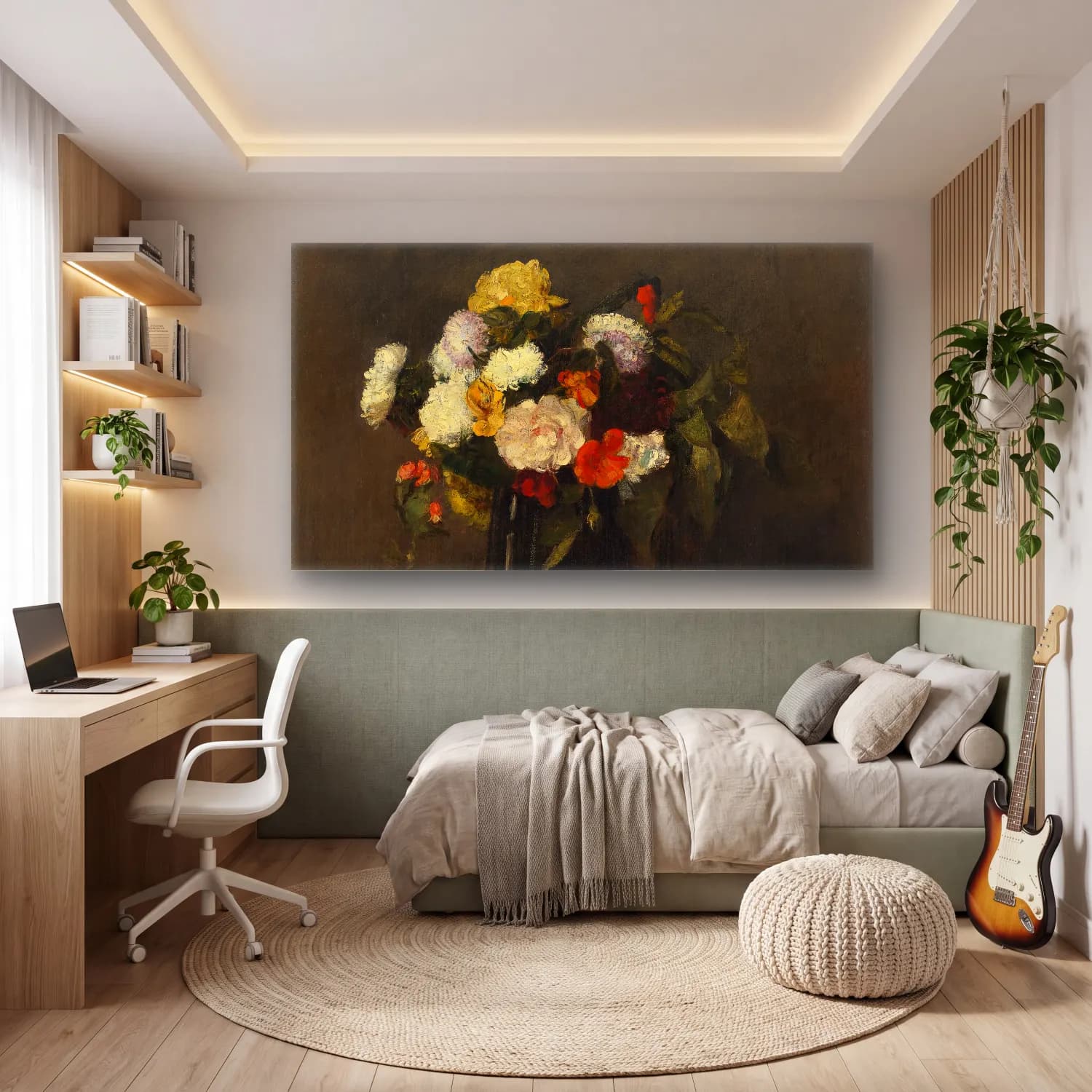 Henri Fantin-Latour – Fleurs cam tablo — genç odasında