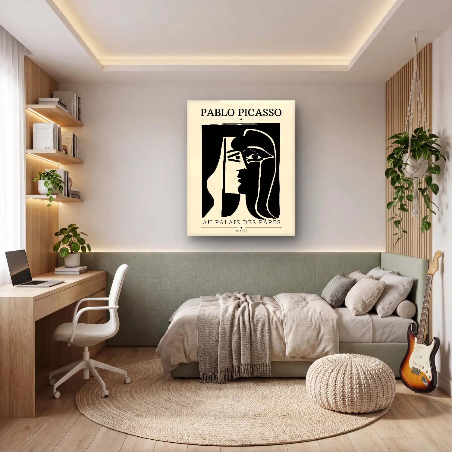 Bauhaus Soyut Yüz No. 12 cam tablo — genç odasında
