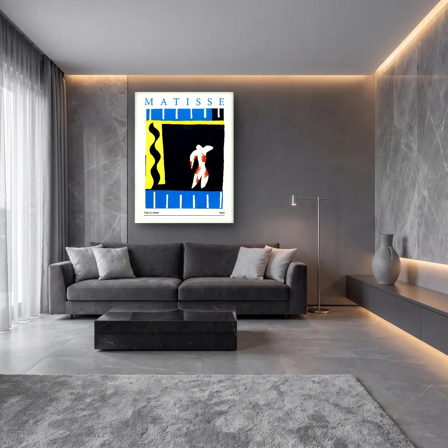 Bauhaus Elbiseli Kadın cam tablo — lüks salon duvarında