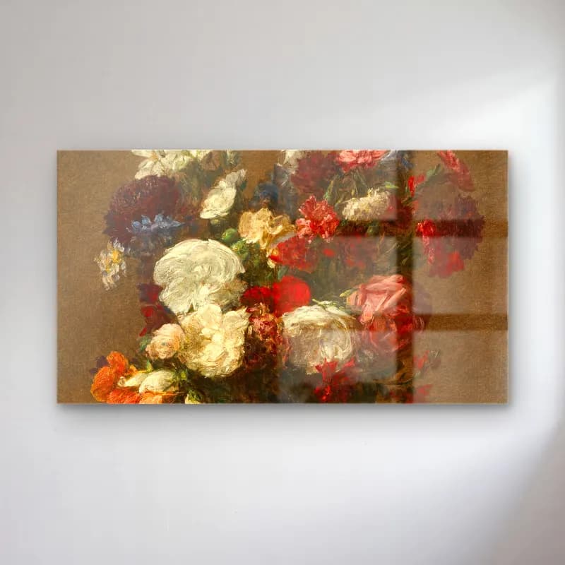 Henri Fantin-Latour – Fleurs Diverses cam tablo — Henri Fantin-Latour – Fleurs Diverses — empresyonist vazoda çiçek buketi