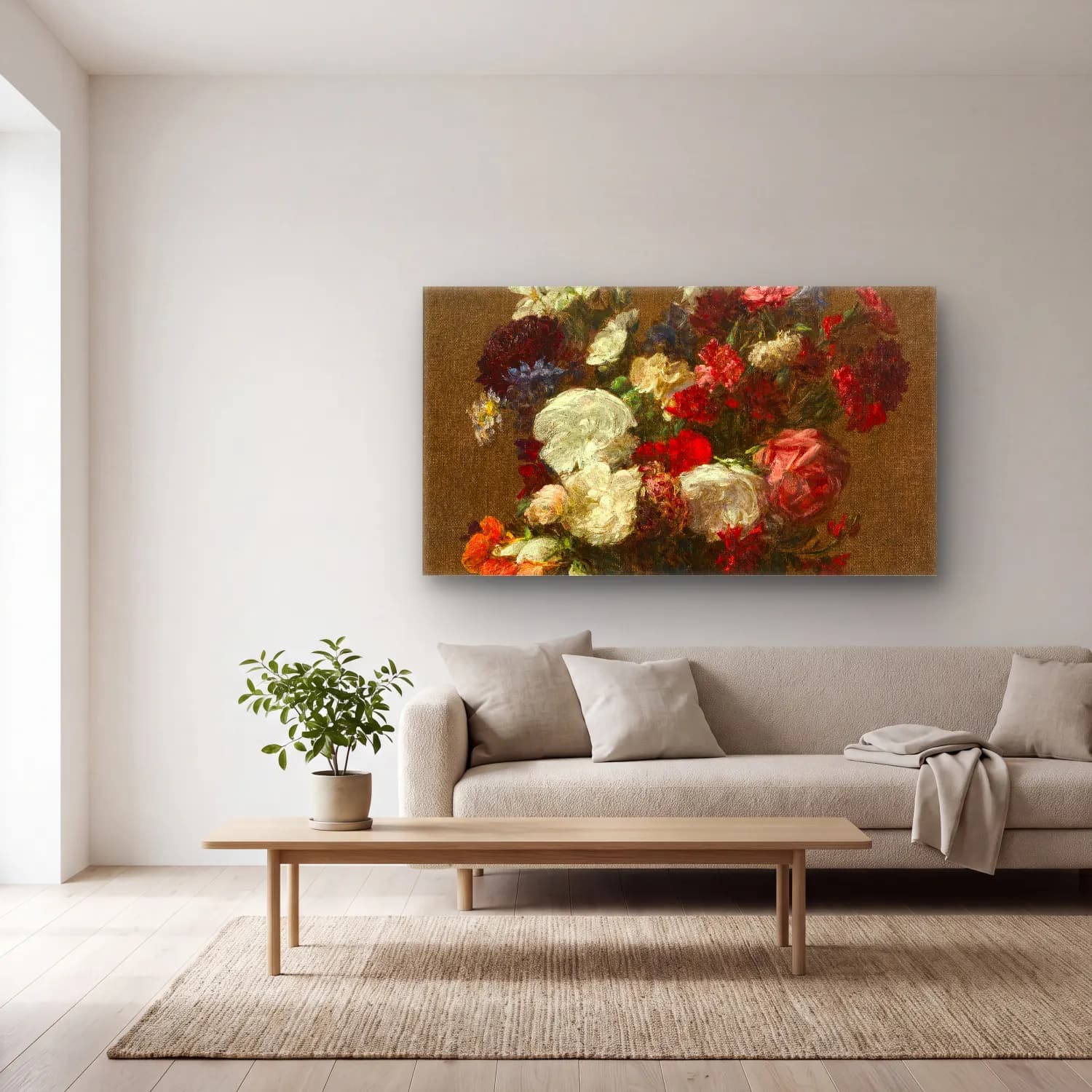 Henri Fantin-Latour – Fleurs Diverses cam tablo — açık renk salonda