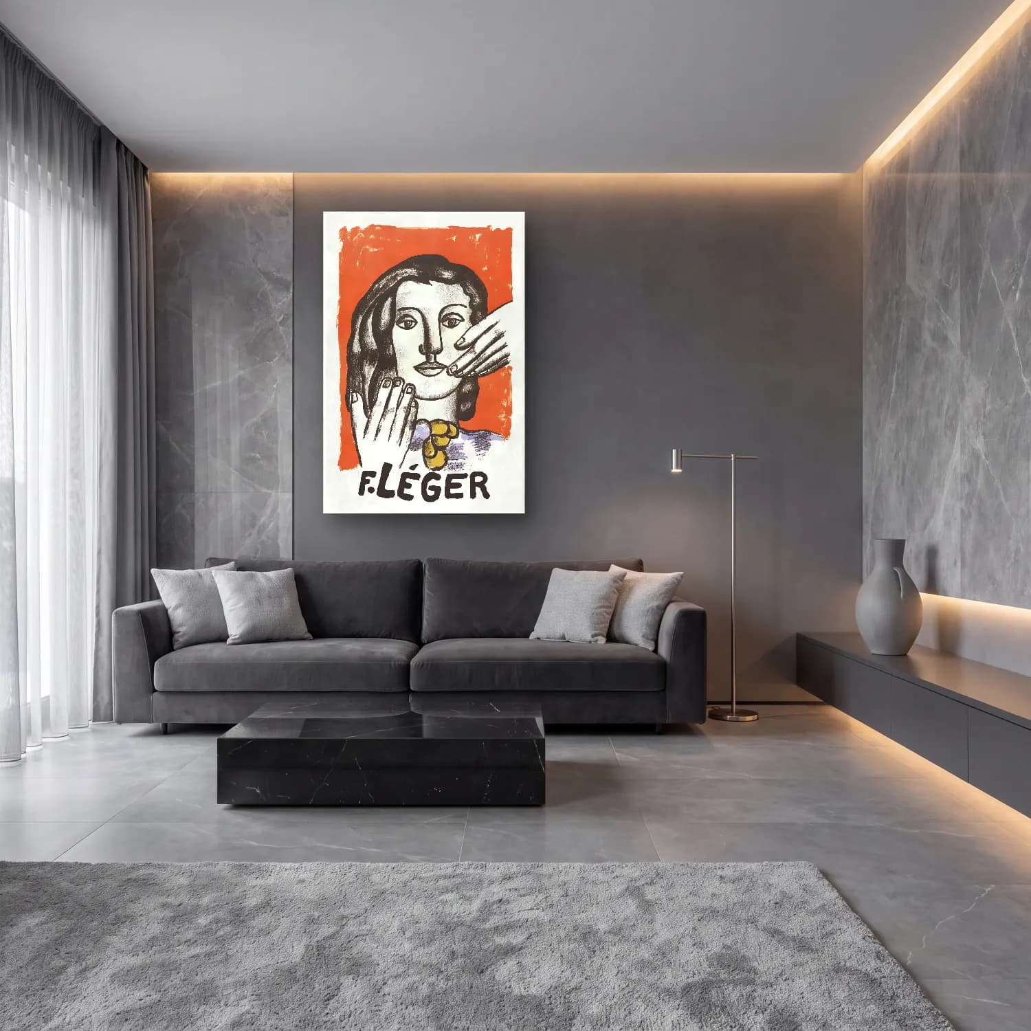 Bauhaus Kadın Portresi – Siyah Beyaz Tonlar cam tablo — lüks salon duvarında