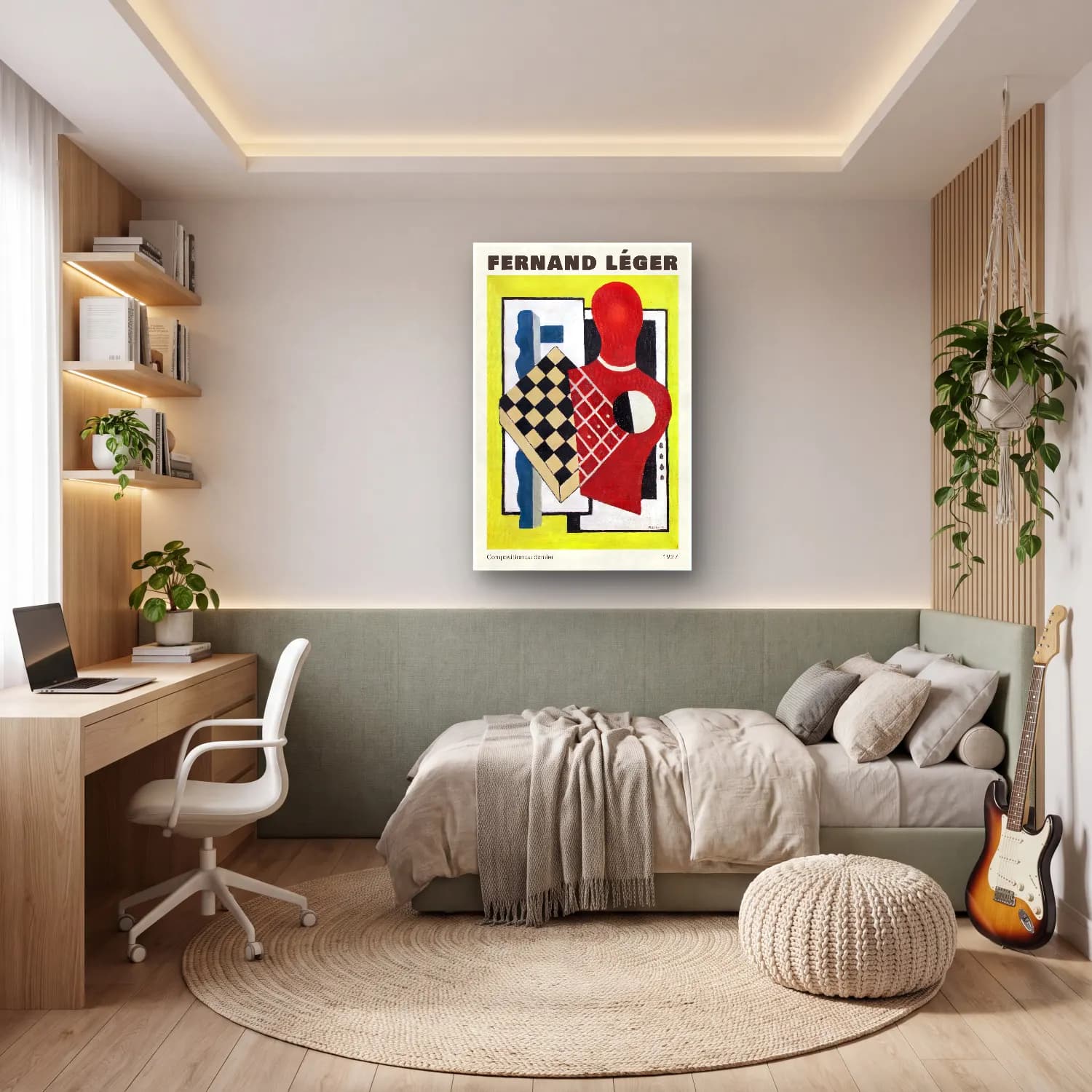 Modern Soyut Dama Deseni No. 6 cam tablo — genç odasında