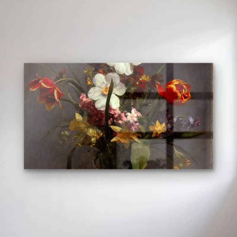 Henri Fantin-Latour – Fleurs de printemps cam tablo — Henri Fantin-Latour – Fleurs de printemps — empresyonist vazoda çiçek buketi