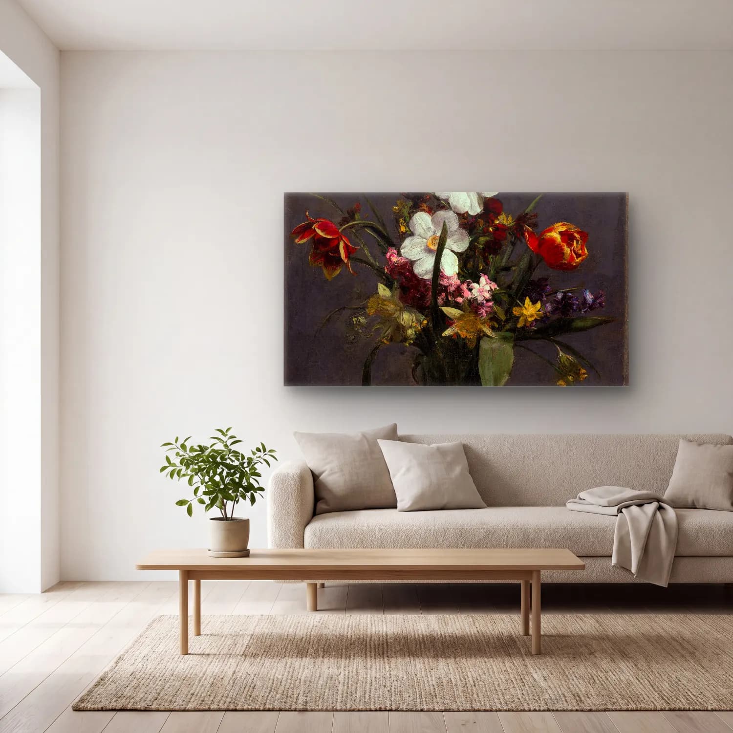 Henri Fantin-Latour – Fleurs de printemps cam tablo — açık renk salonda