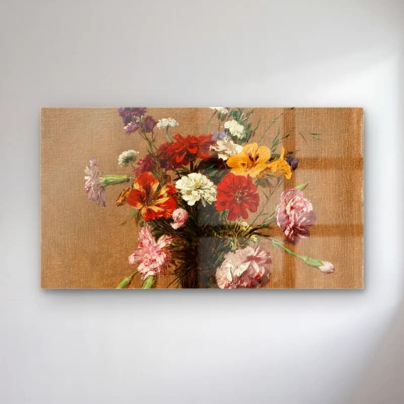 Henri Fantin-Latour – Fleurs diverses dans un vase cam tablo — Henri Fantin-Latour – Fleurs diverses dans un vase — empresyonist vazoda çiçek buketi