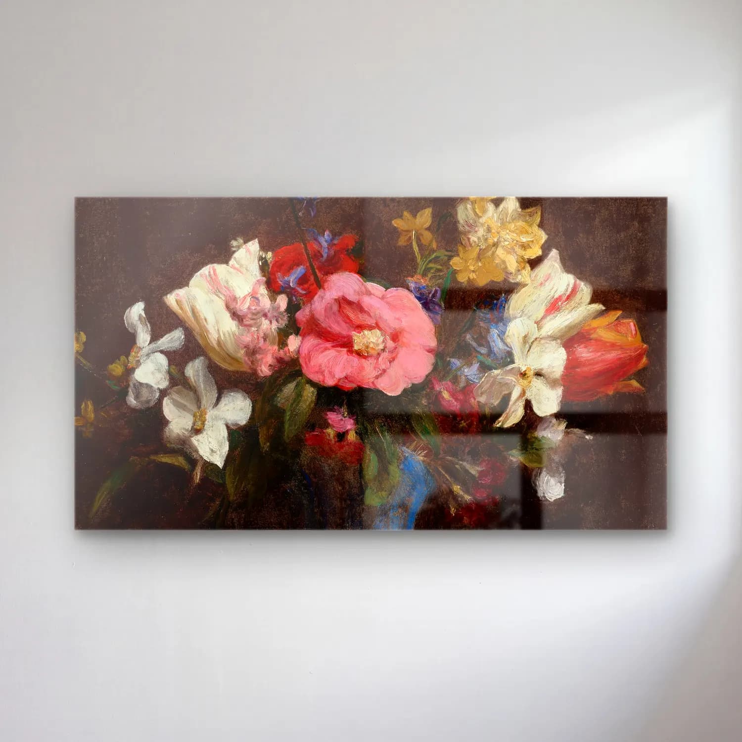 Henri Fantin-Latour – Fleurs, camélias et tulipes cam tablo — Henri Fantin-Latour – Fleurs, camélias et tulipes — empresyonist vazoda çiçek buketi