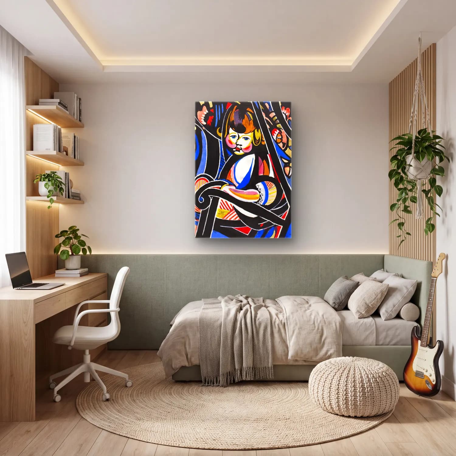 Boho Anne ve Çocuk cam tablo — genç odasında
