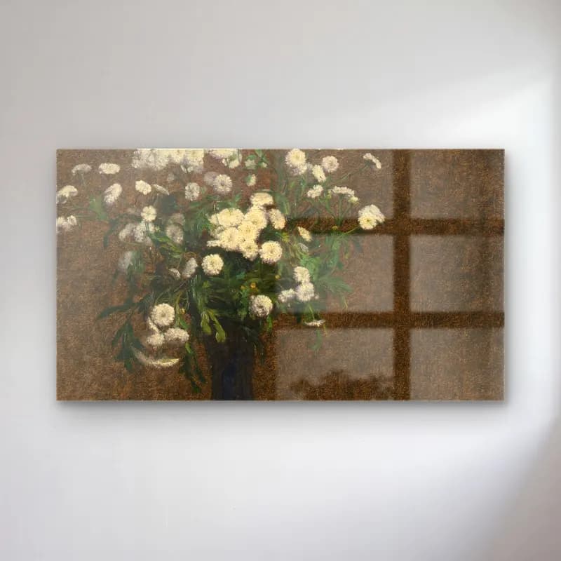 Henri Fantin-Latour – Fleurs camomille et dahlias cam tablo — Henri Fantin-Latour – Fleurs camomille et dahlias — empresyonist vazoda çiçek buketi