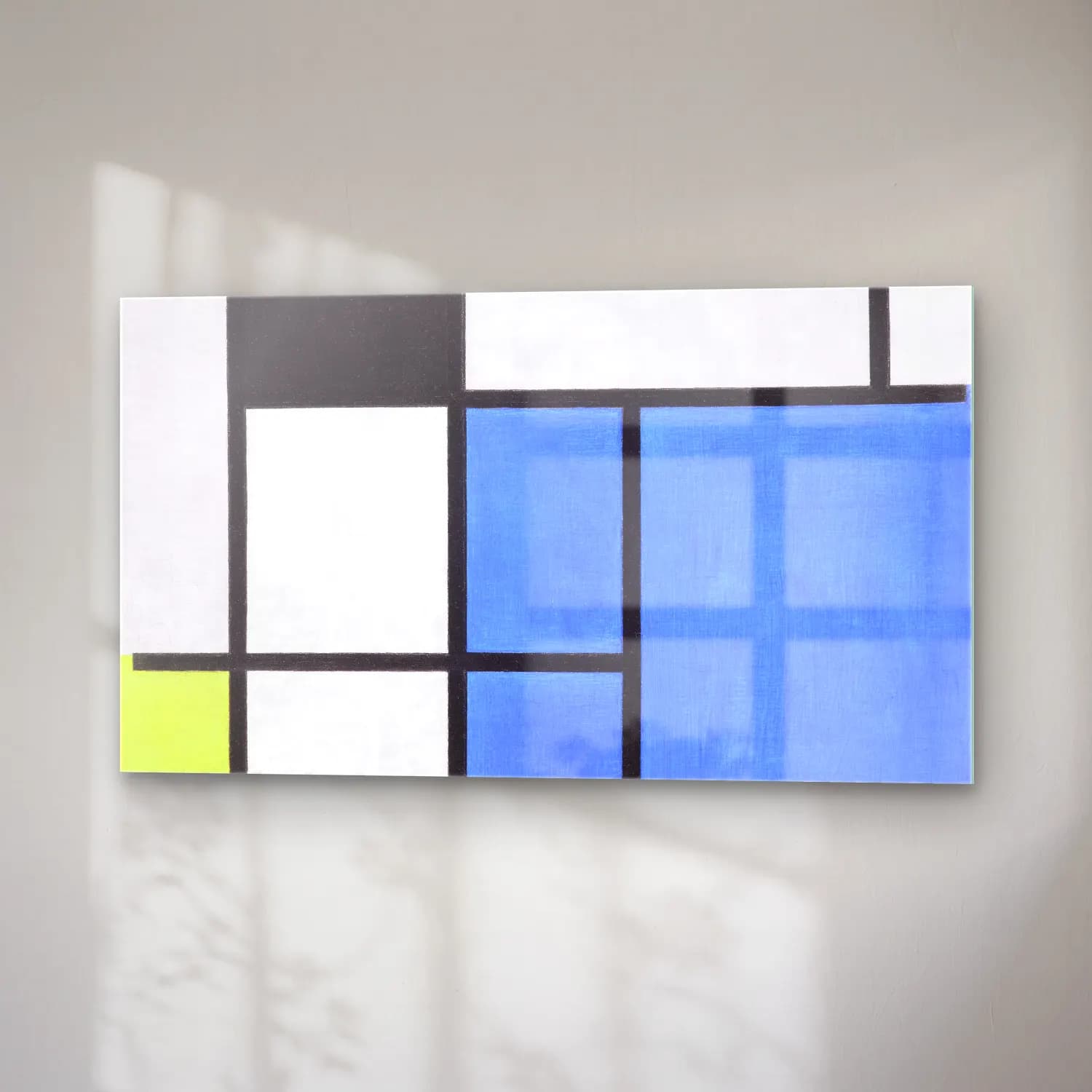 Piet Mondrian – Composition with Large Blue Plane, Red, Black, Yellow, and… cam tablo — sağ açıdan görünüm
