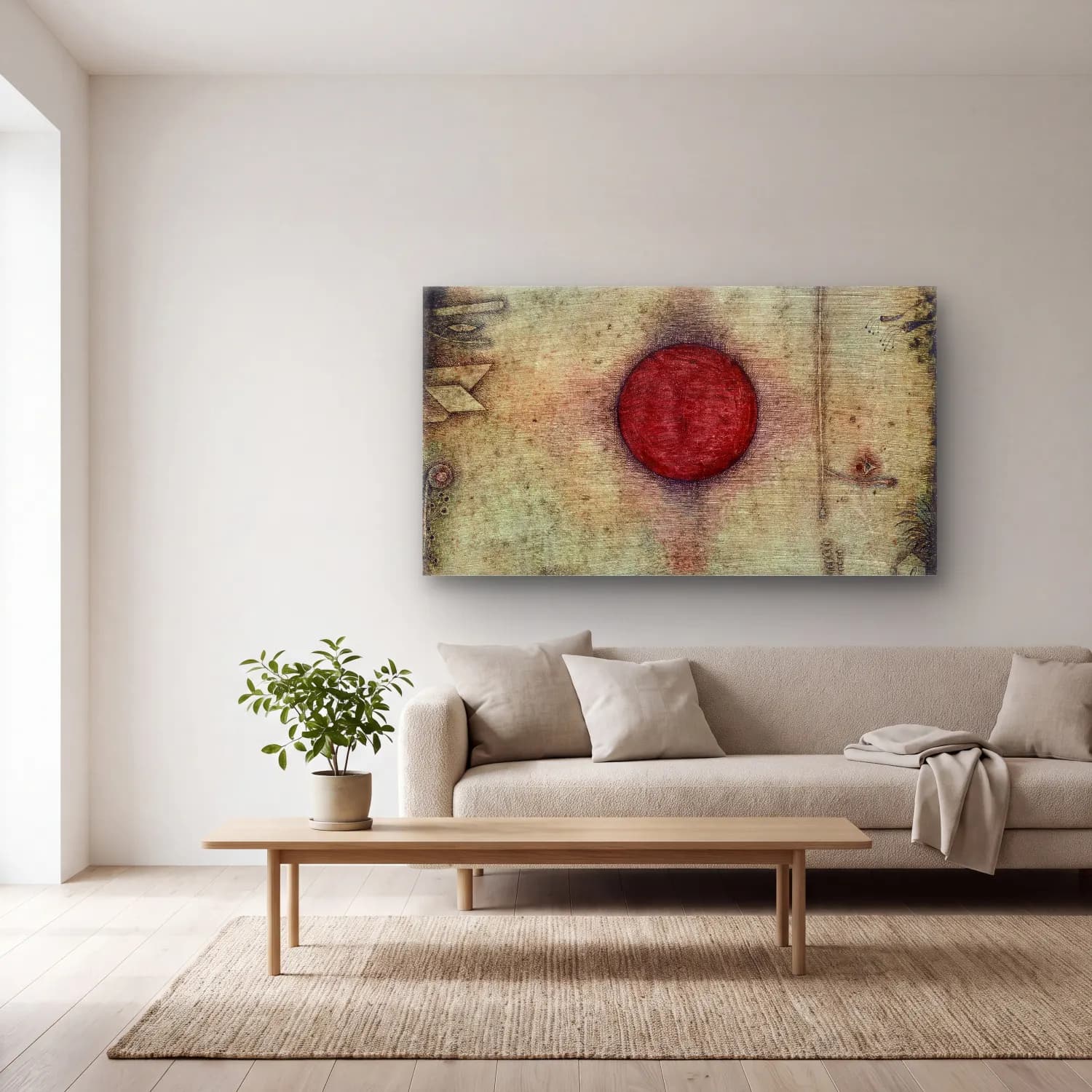 Paul Klee – Ad marginem – Kırmızı Tonlar cam tablo — açık renk salonda