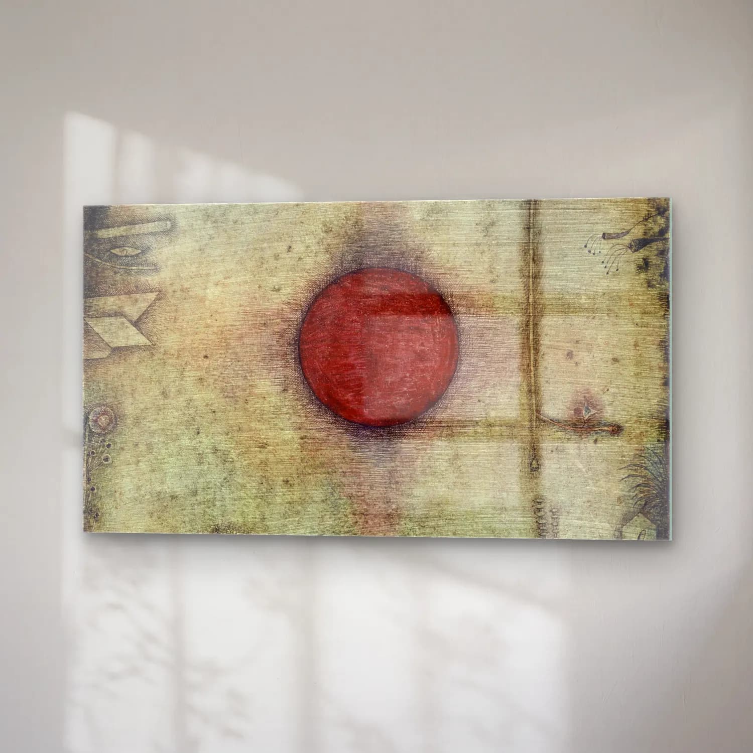 Paul Klee – Ad marginem – Kırmızı Tonlar cam tablo — sağ açıdan görünüm
