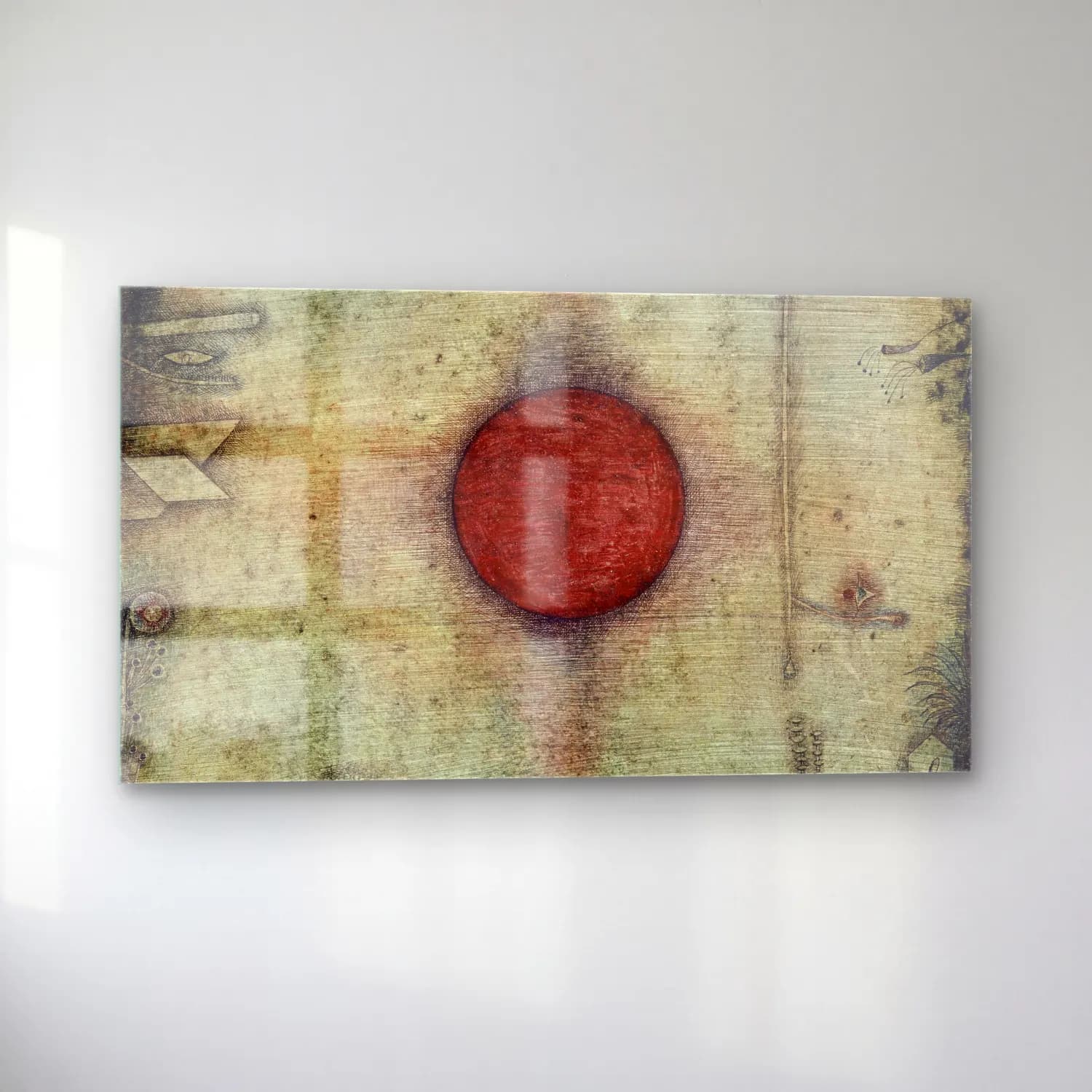 Paul Klee – Ad marginem – Kırmızı Tonlar cam tablo — sol açıdan görünüm