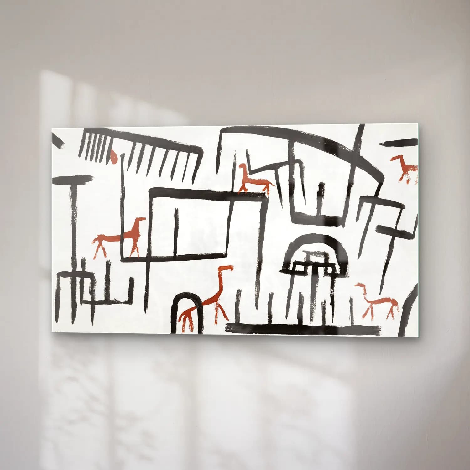 Paul Klee – Animals in an Enclosure – Siyah Beyaz Tonlar cam tablo — sağ açıdan görünüm