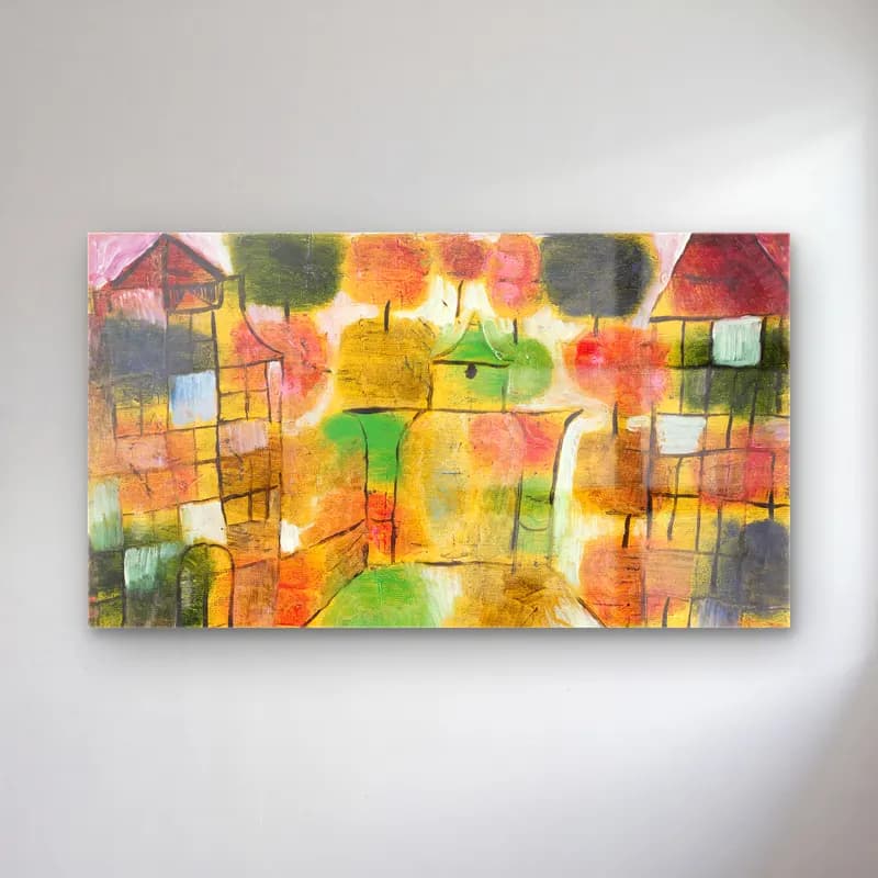 Paul Klee – Baum und Architektur–Rhythmen (Tree and… – Sarı Tonlar cam tablo — Paul Klee – Baum und Architektur–Rhythmen (Tree and… – Sarı Tonlar — modern soyut soyut manzara