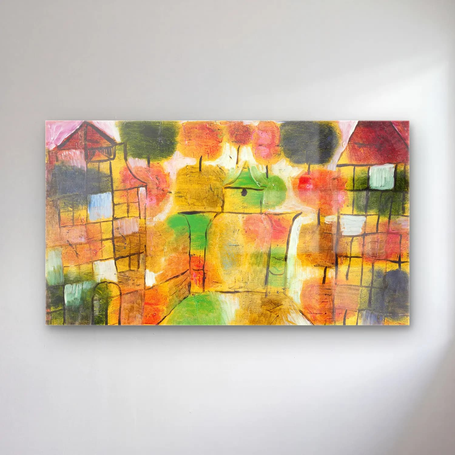 Paul Klee – Baum und Architektur–Rhythmen (Tree and… – Sarı Tonlar cam tablo — Paul Klee – Baum und Architektur–Rhythmen (Tree and… – Sarı Tonlar — modern soyut soyut manzara