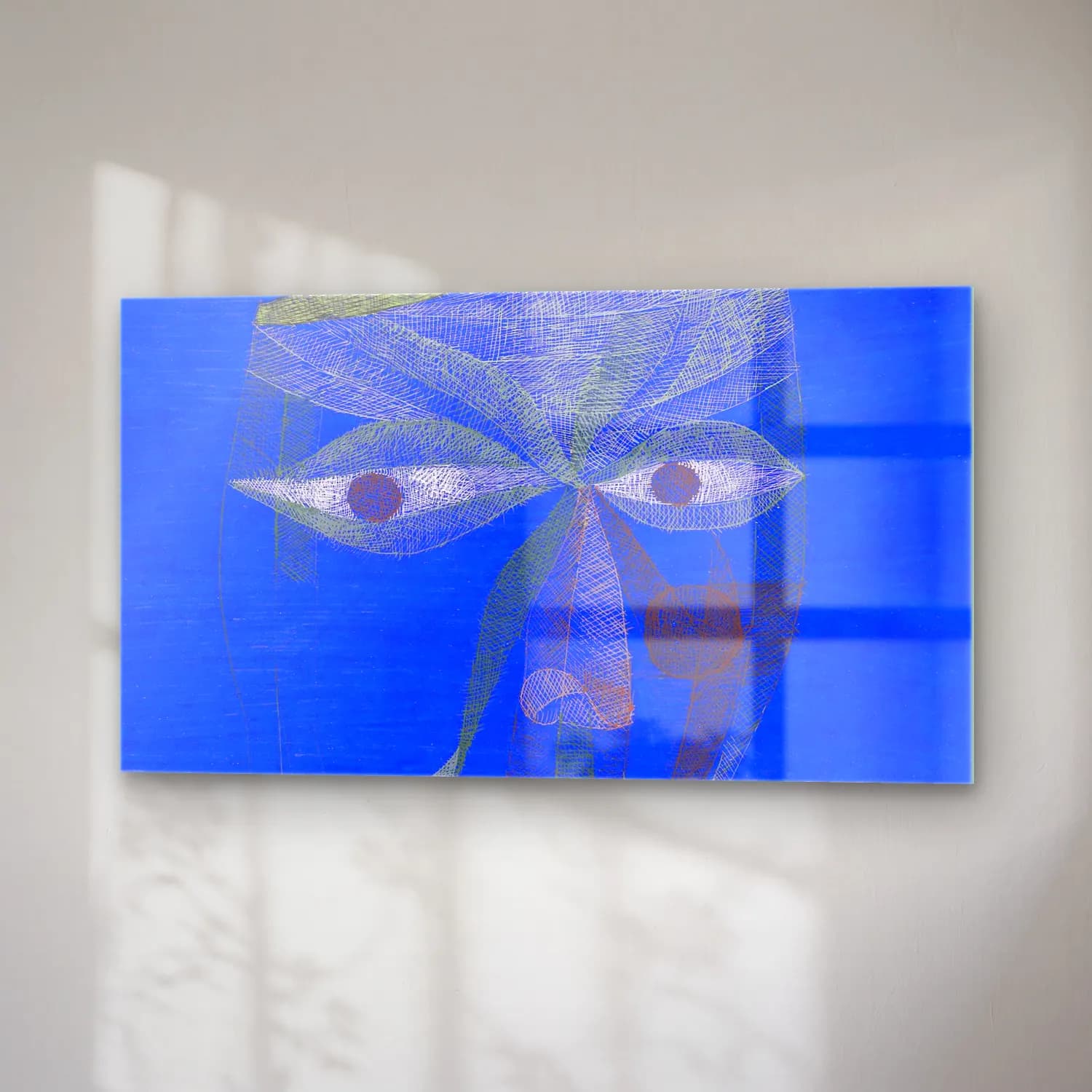 Paul Klee – Bildnis eines Asiaten (Portrait of an Oriental) – Mavi Tonlar cam tablo — sağ açıdan görünüm