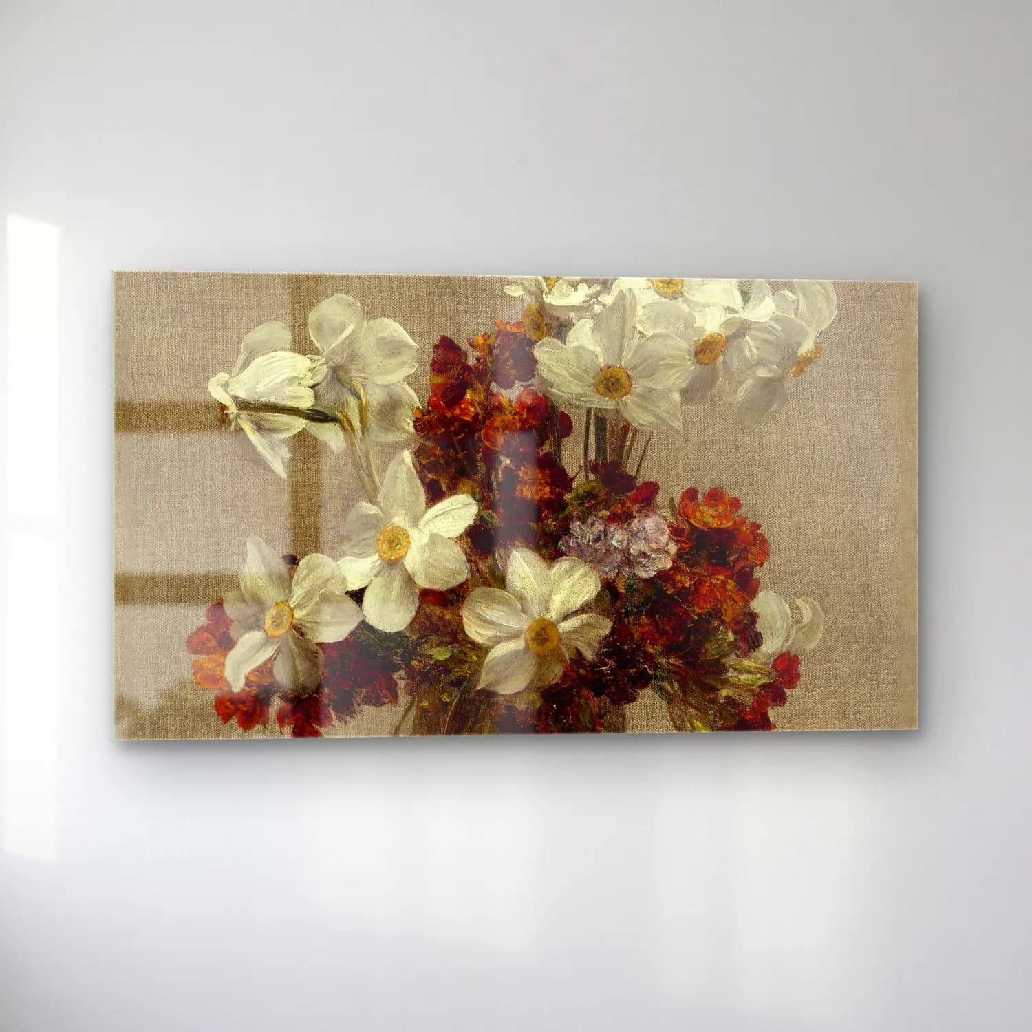 Henri Fantin-Latour – Narcisses, giroflées et primevères cam tablo — sol açıdan görünüm