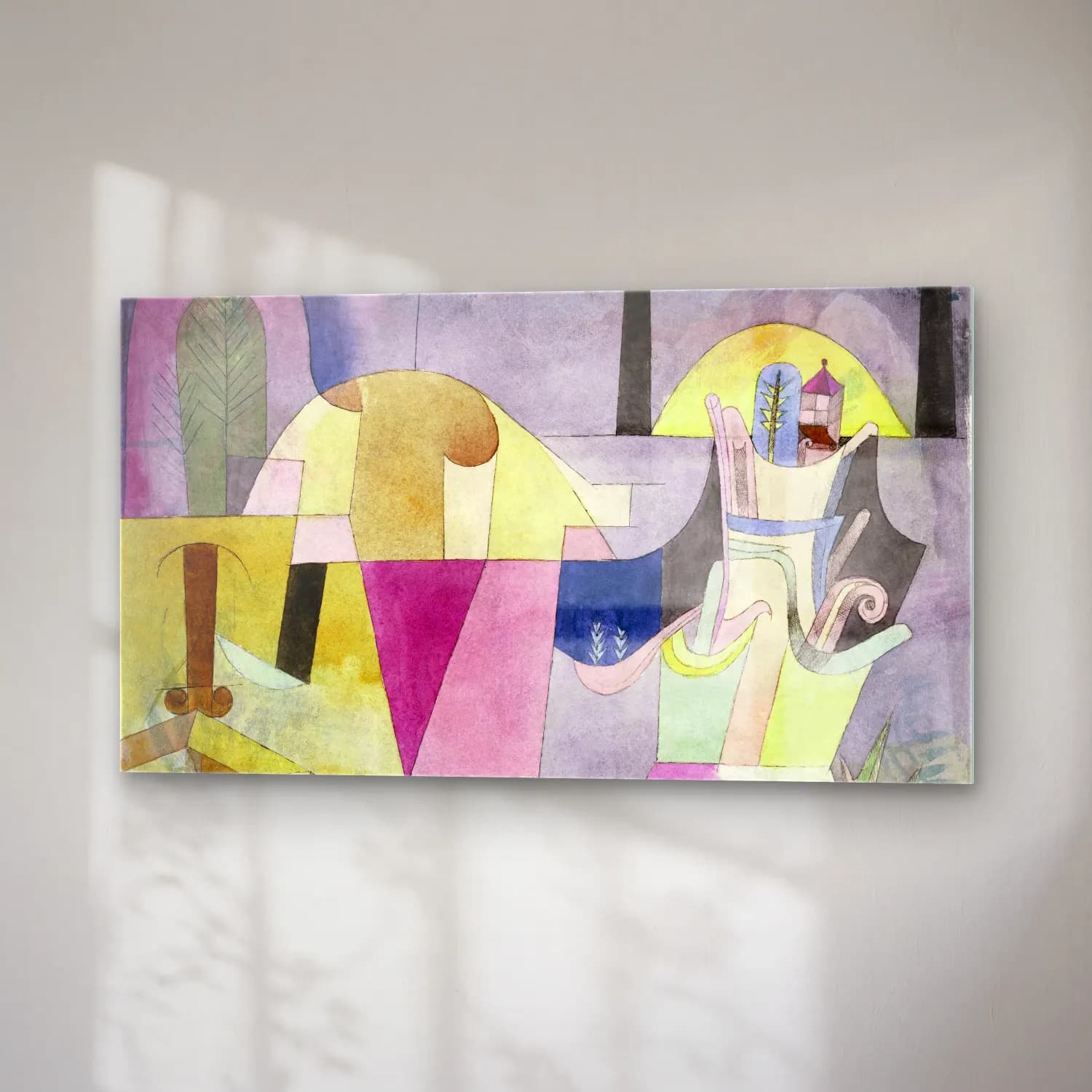 Paul Klee – Black Columns in a Landscape – Pembe Tonlar cam tablo — sağ açıdan görünüm