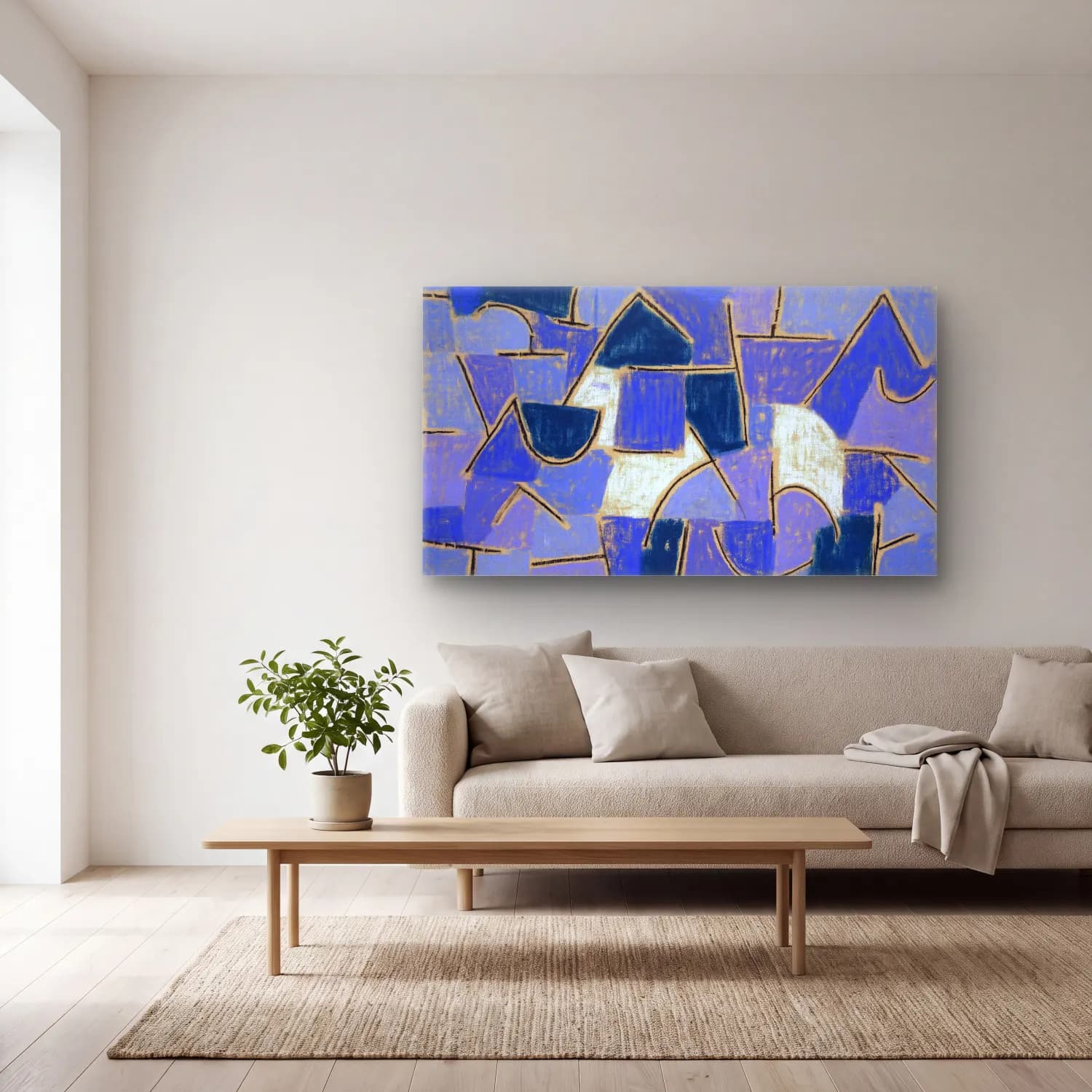 Paul Klee – Blue night cam tablo — açık renk salonda