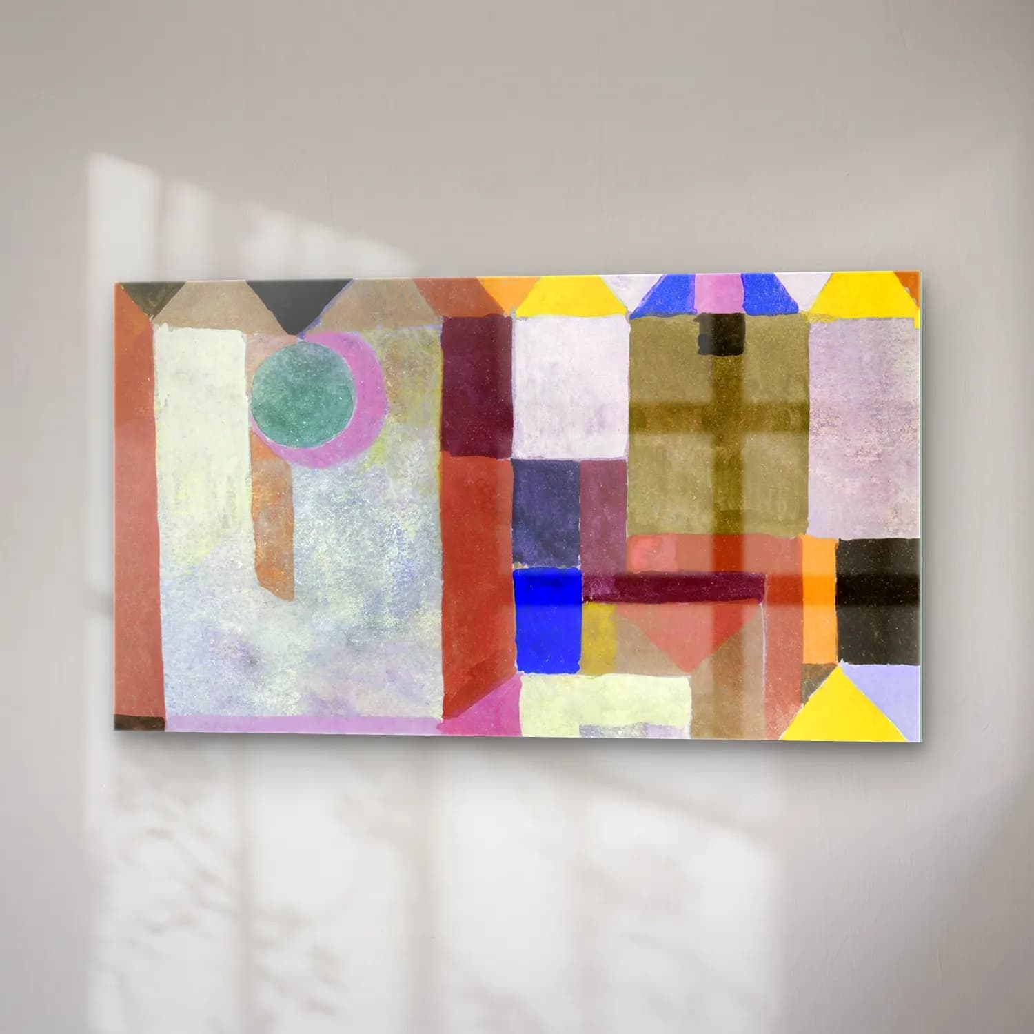 Paul Klee – Colorful Architecture – Bej Tonlar cam tablo — sağ açıdan görünüm