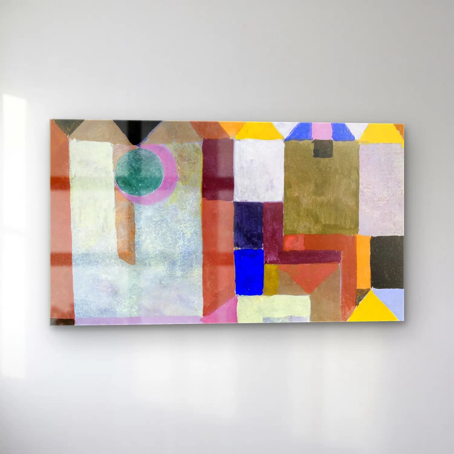 Paul Klee – Colorful Architecture – Bej Tonlar cam tablo — sol açıdan görünüm