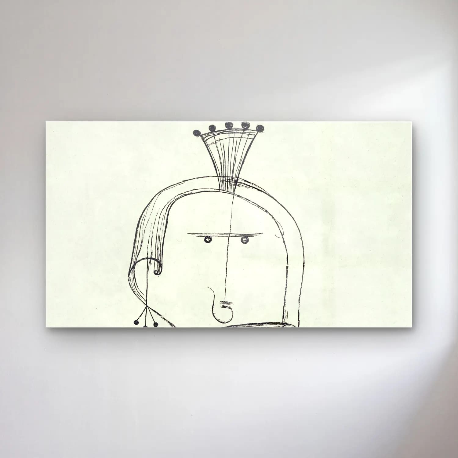 Paul Klee – Die Hexe mit dem Kamm (Witch with a Comb) – Siyah Beyaz Tonlar cam tablo — Paul Klee – Die Hexe mit dem Kamm (Witch with a Comb) – Siyah Beyaz Tonlar — çizgi sanatı çizgi yüz