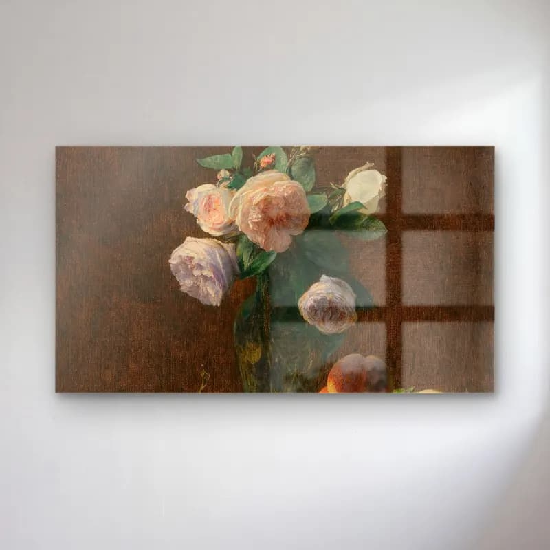 Henri Fantin-Latour – Nature Morte Vase De Roses, Pêches Et Raisins cam tablo — Henri Fantin-Latour – Nature Morte Vase De Roses, Pêches Et Raisins — empresyonist güller