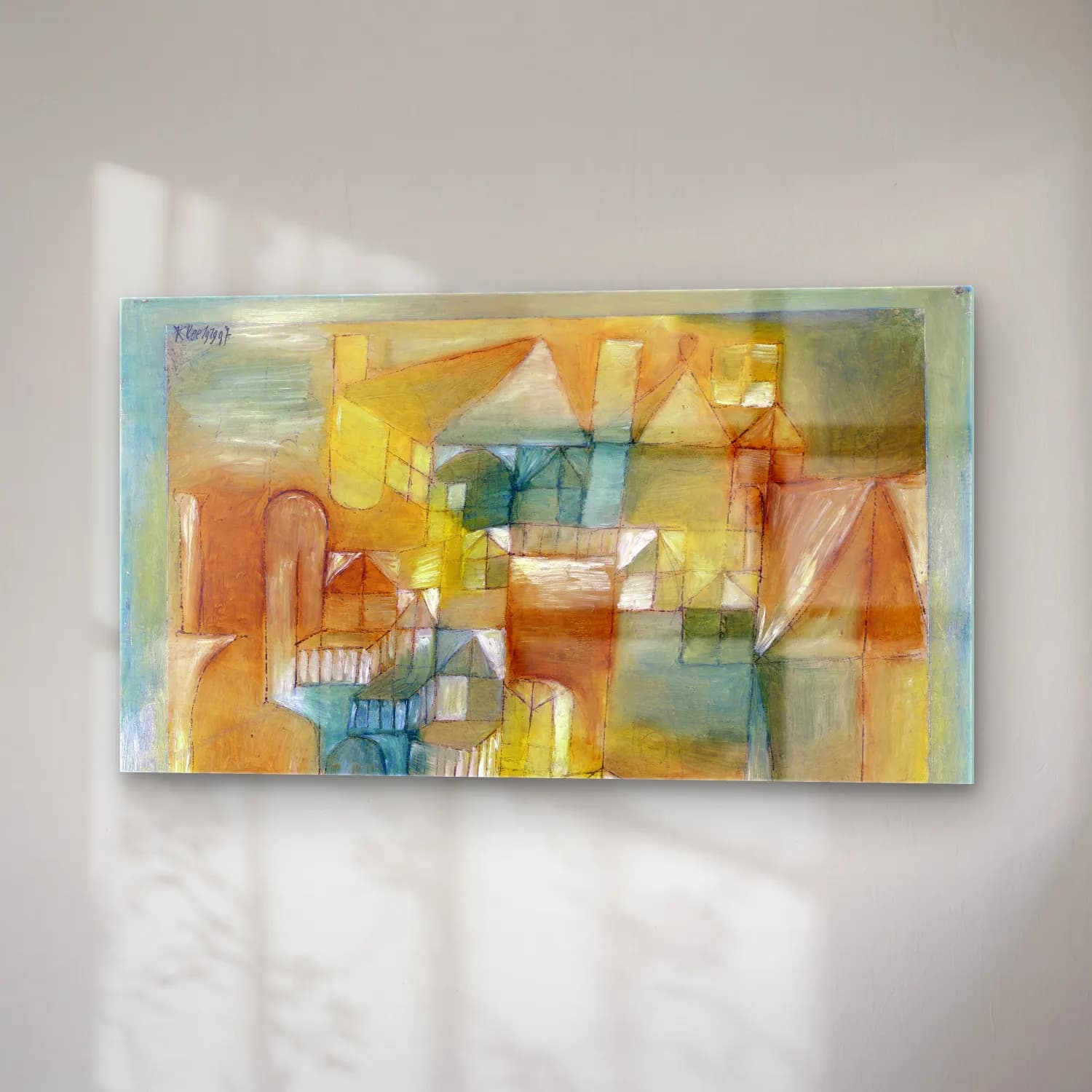 Paul Klee – Fasçsade brown-green – Sarı Tonlar cam tablo — sağ açıdan görünüm