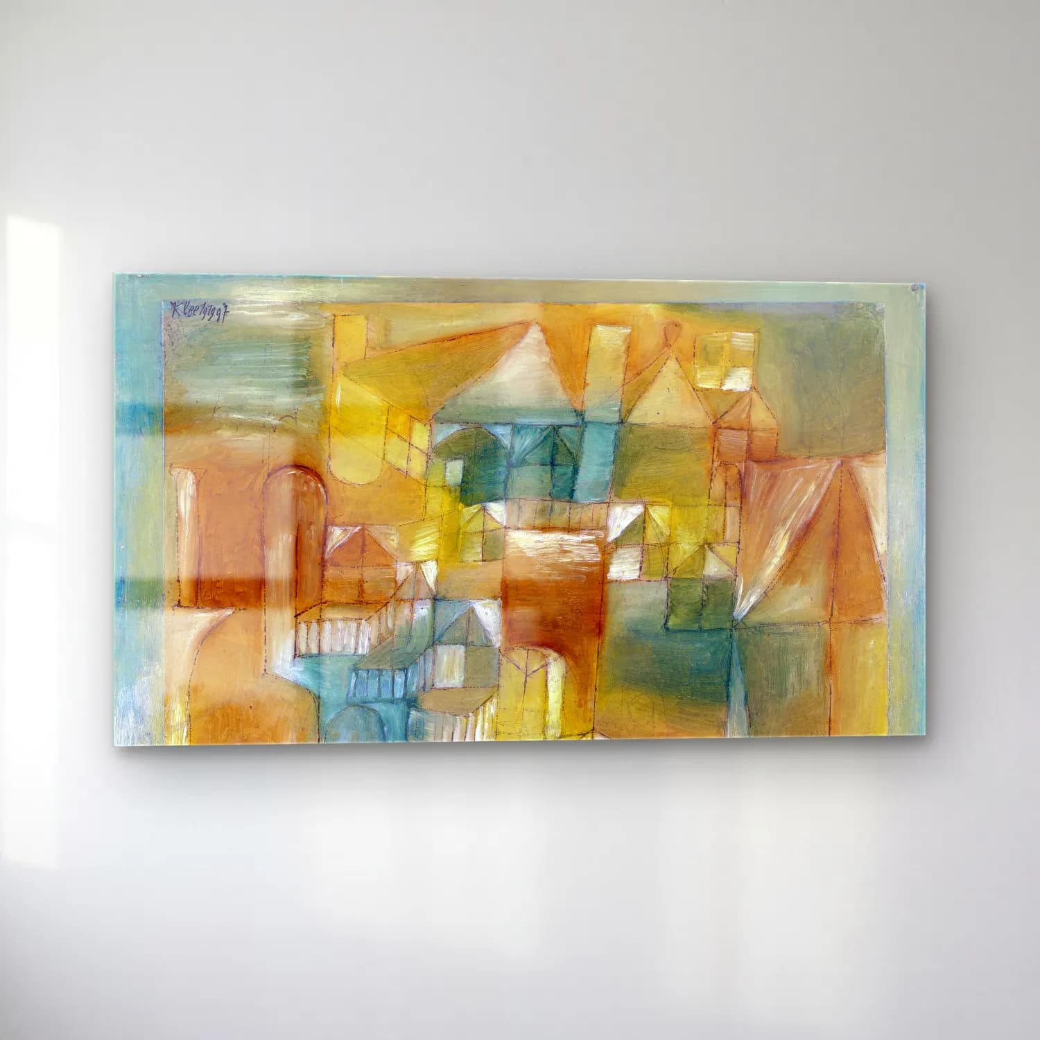 Paul Klee – Fasçsade brown-green – Sarı Tonlar cam tablo — sol açıdan görünüm