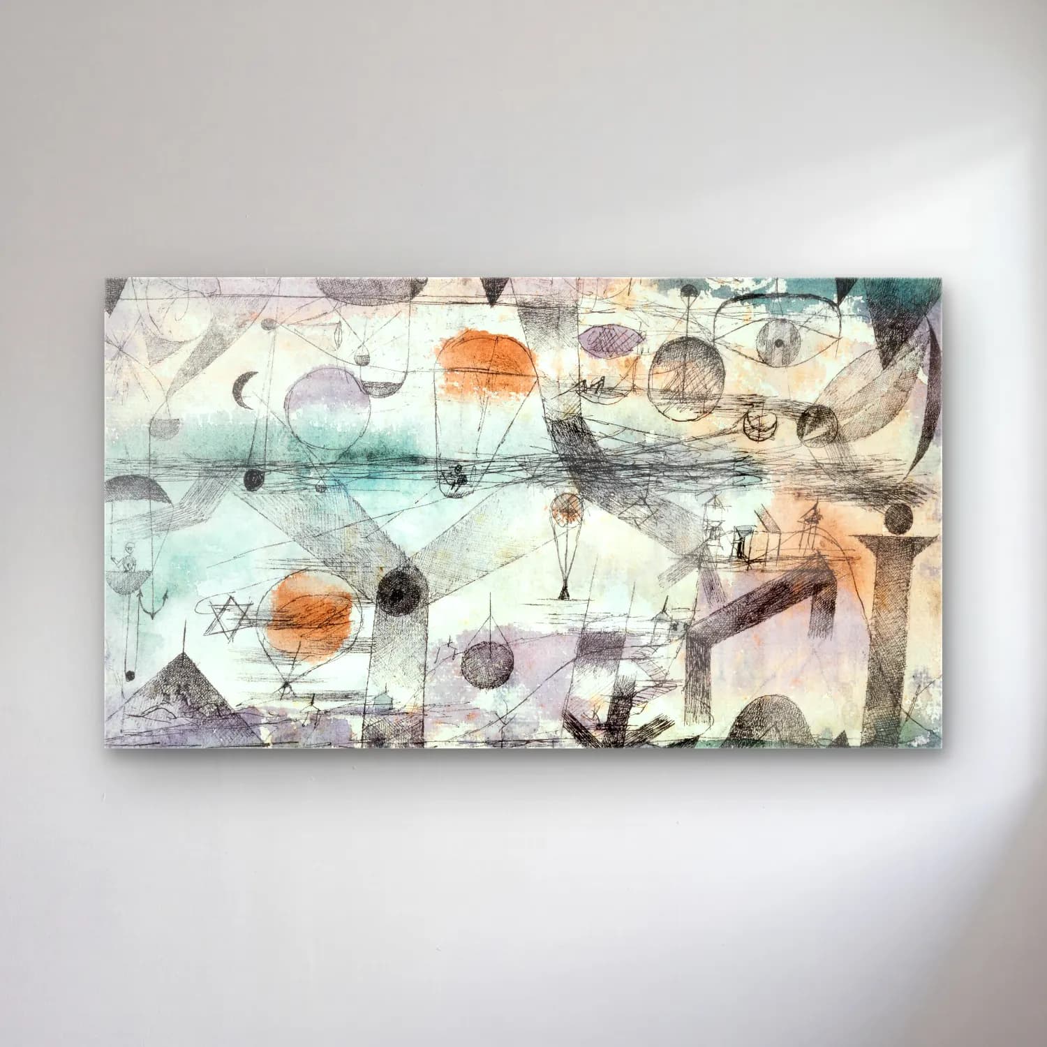 Paul Klee – In the realm of air – Siyah Beyaz Tonlar cam tablo — Paul Klee – In the realm of air – Siyah Beyaz Tonlar — modern soyut balonlar