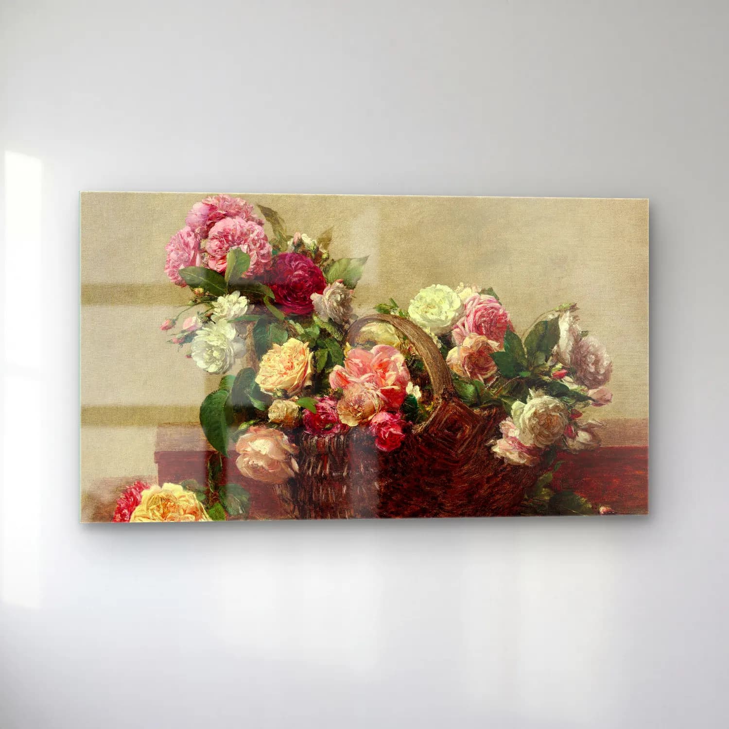 Henri Fantin-Latour – Panier de roses cam tablo — sol açıdan görünüm