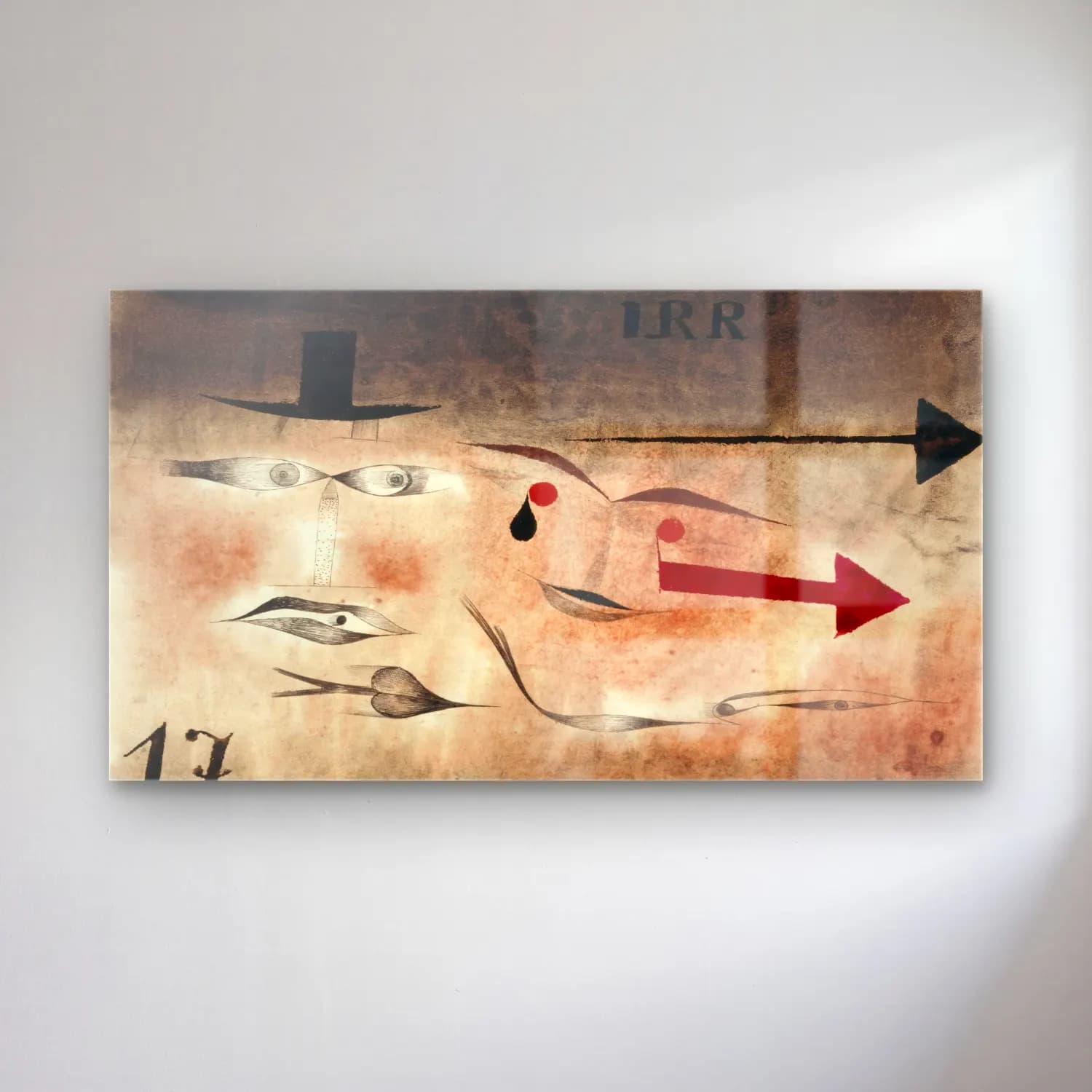 Paul Klee – Seventeen, crazy – Kırmızı Tonlar cam tablo — Paul Klee – Seventeen, crazy – Kırmızı Tonlar — modern soyut soyut yüz